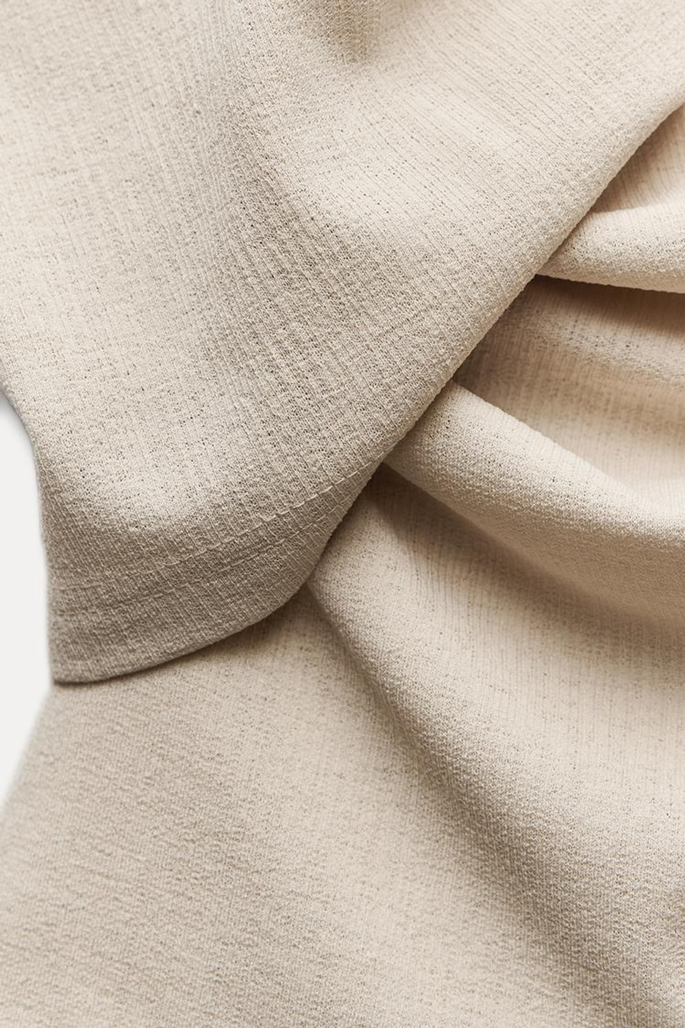 ZARA ТОП В СТИЛЕ РУСТИК С БАНТОМ, БЕЖЕВЫЙ