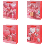 Подарочный пакет «Сердца с подарками» в четрых дизайнах, 18х23х12 см
