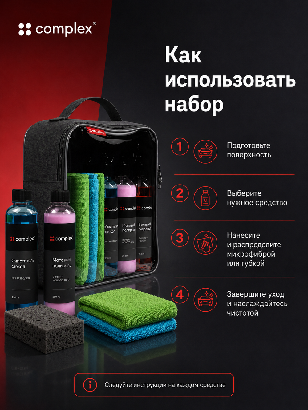 Complex Набор для ухода за автомобилем (6шт х 0,250мл)