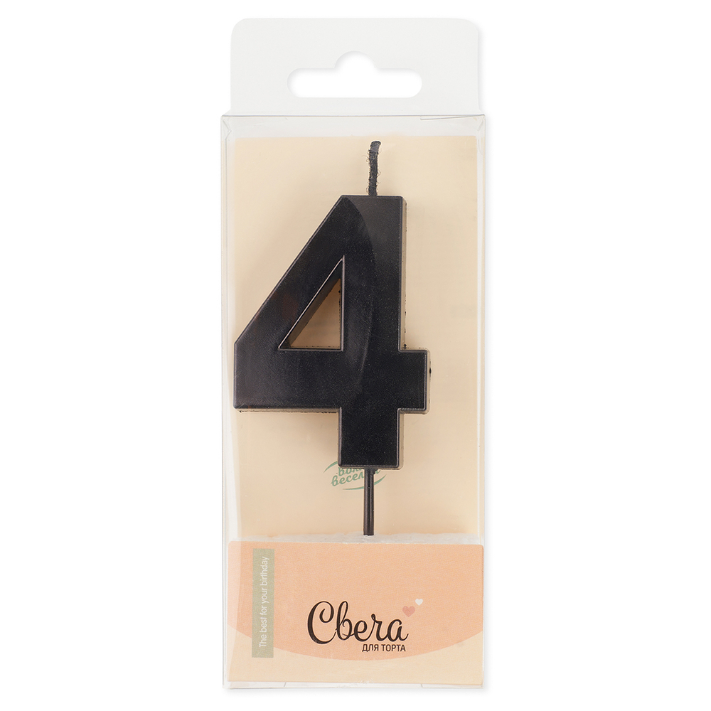 Свеча Цифра,Грани, Черный, Металлик