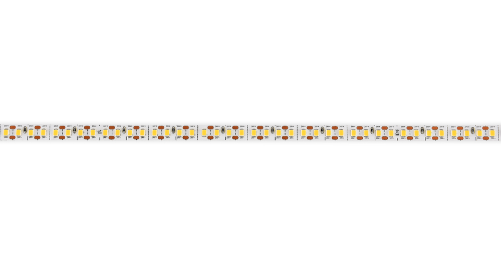 Лента светодиодная SMD тёпло-белая DC24V 14, 4W/m 3000K 1920Lm/m 160д/м CRI>90 IP20,  упаковка 5 метров,  ширина 8мм,  высота 1, 5мм,  самоклейкая