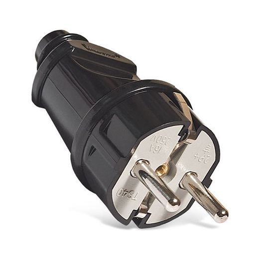 Вилка UNIVersal прямая с/з черная 16А 250В