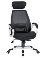 Офисное кресло для руководителей  STEVEN WHITE (белый пластик, чёрная ткань)