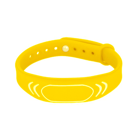 Силиконовый RFID браслет доступа MIFARE 1K “SPORT” ЖЕЛТЫЙ, с застёжкой