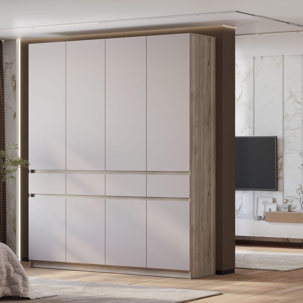 Шкаф 4-х створчатый Багира ШК-13 дуб смоки/кашемир