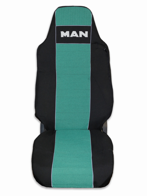 Чехлы MAN TGS  (полиэфир, черный, зеленая вставка)