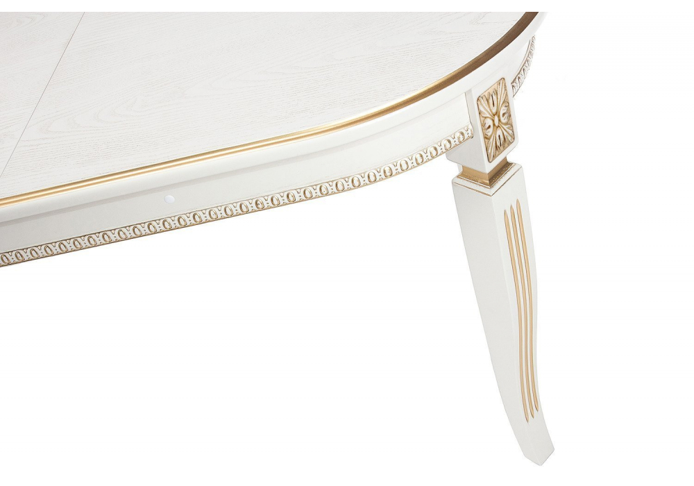 Стол деревянный Woodville Romeo молочный с золотой патиной