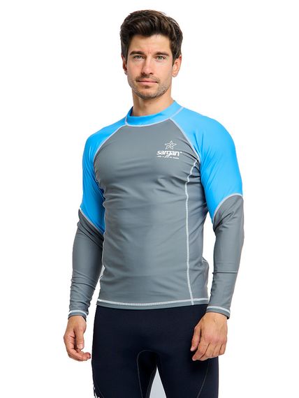 Футболка рашгард лонгслив Sargan Агидель UPF 50+ мужская серо-синяя