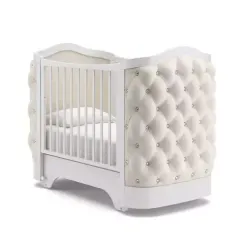 Детская кроватка с маятником Гандылян Тиффани декор стразы Белый