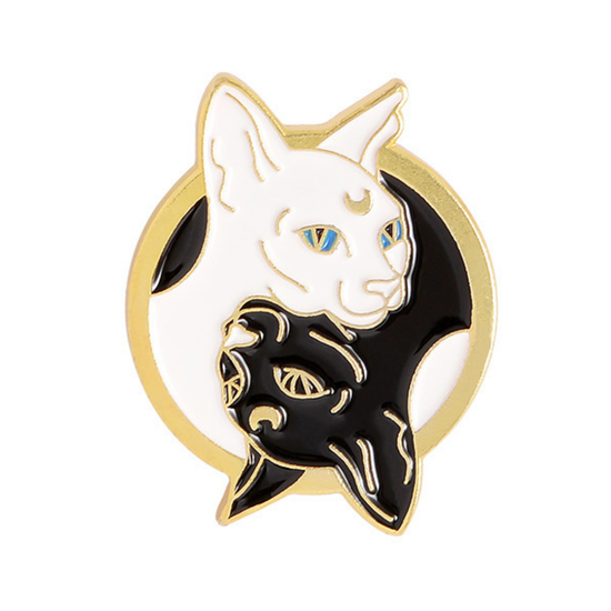 Значок металлический Котики. Инь и Ян, р-р 2,8х2см