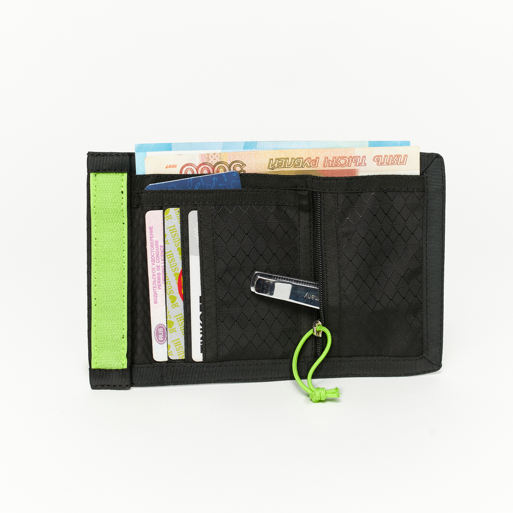 Кошелек Wallet черный/салатовый