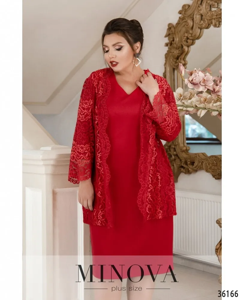 Платье 389-1-красный Minova