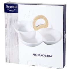 Менажница 4-х секционная "Naturel" 26*26*13см (подарочная упаковка)