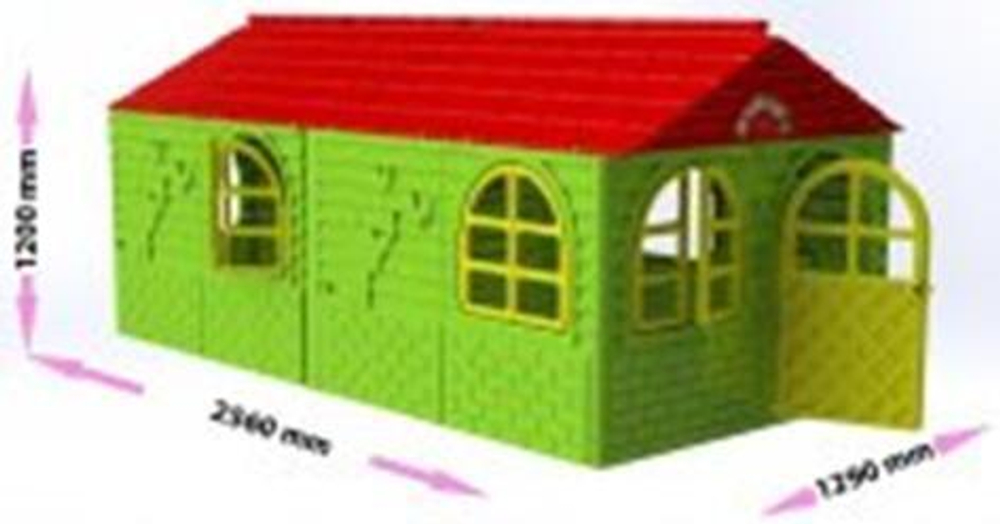 Домик детский №3, 256*129см. зел/красн.