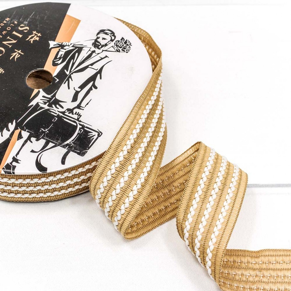 Лента Полиэстер 2,5см х 20м с зигзагом (Бежевый)