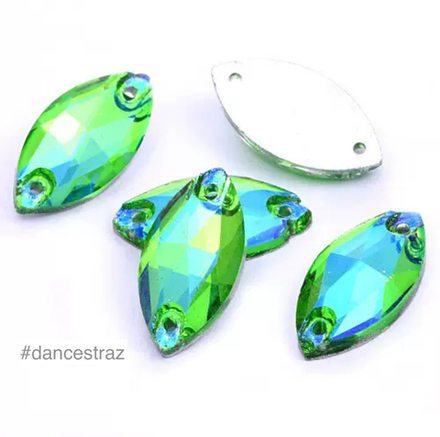 Стразы пришивные, Horse Eye, Emerald AB, A3-P40, 9*18mm, (36  ea/pkg), A3 (F2)