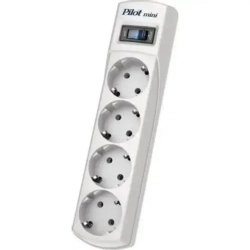 Сетевой фильтр PILOT Mini, 4-розетки, 3м, светло-серый
