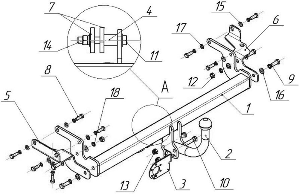 Фаркоп Avtos на MITSUBISHI LANCER IX (2003-2007)(паспорт и сертификат в комплекте)(без электрики)MI 22