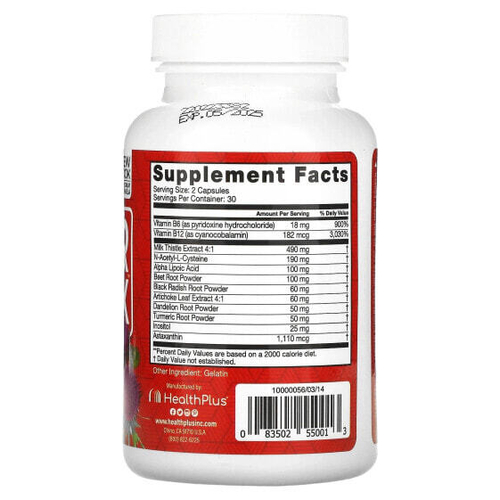 Health Plus Inc., добавка для очистки печени, 60 капсул