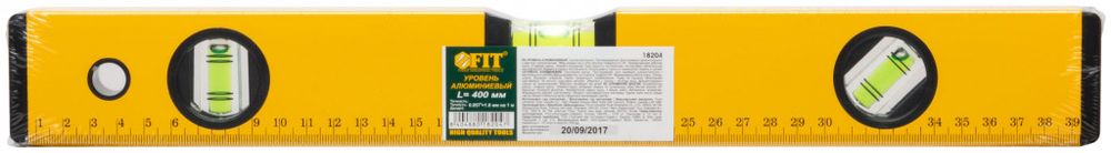 18204 Уровень "Стайл" Профи 400 мм, 3 глазка, желтый усил.корпус, фрезер. рабочая грань, шкала. FIT---