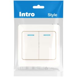 Выключатель Intro Style 7-105-01 двойной с подсветкой, 10А-250В, IP20, СУ, белый | Intro