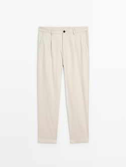 Massimo Dutti Брюки свободного кроя из хлопка, кремовый