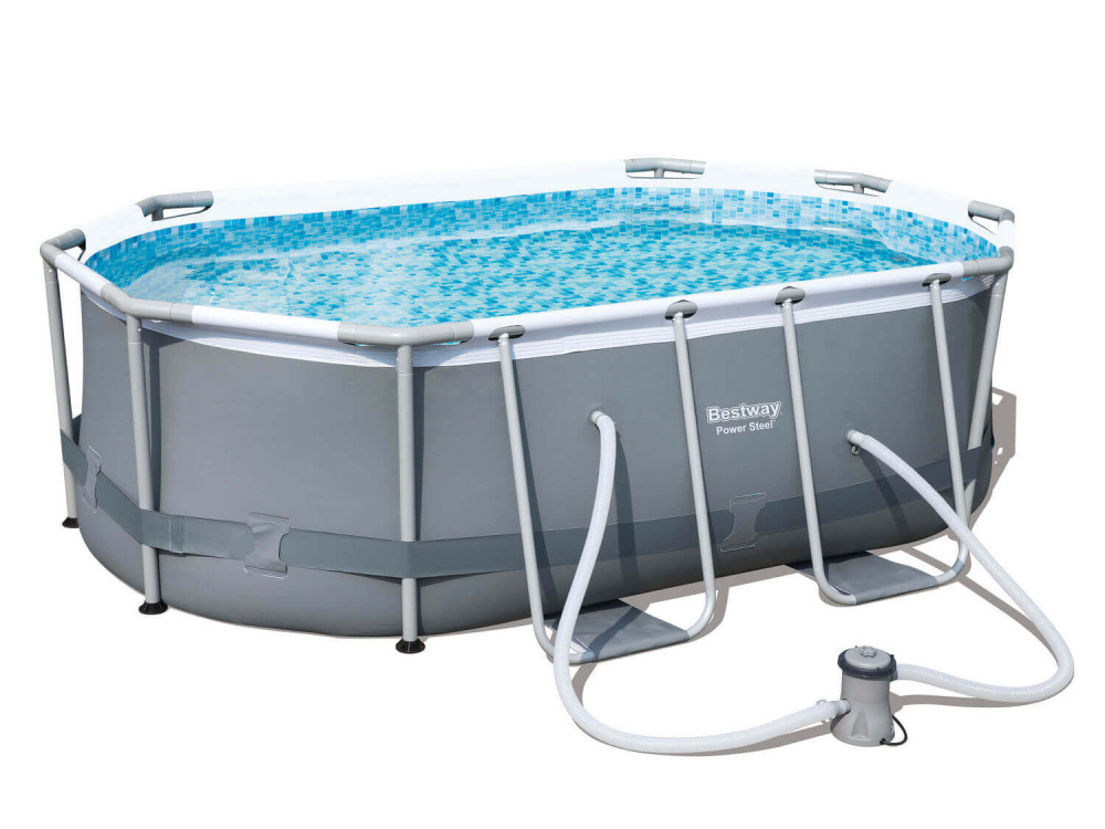 Каркасный овальный бассейн Bestway 305х200х84 см + фильтр-насос 1249 л/ч (5614A BW)