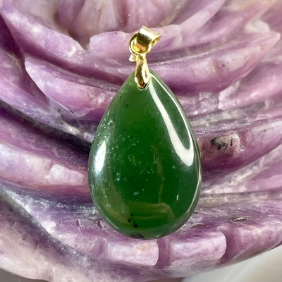 52461  Нефрит Кулон 16*25мм золото 14К