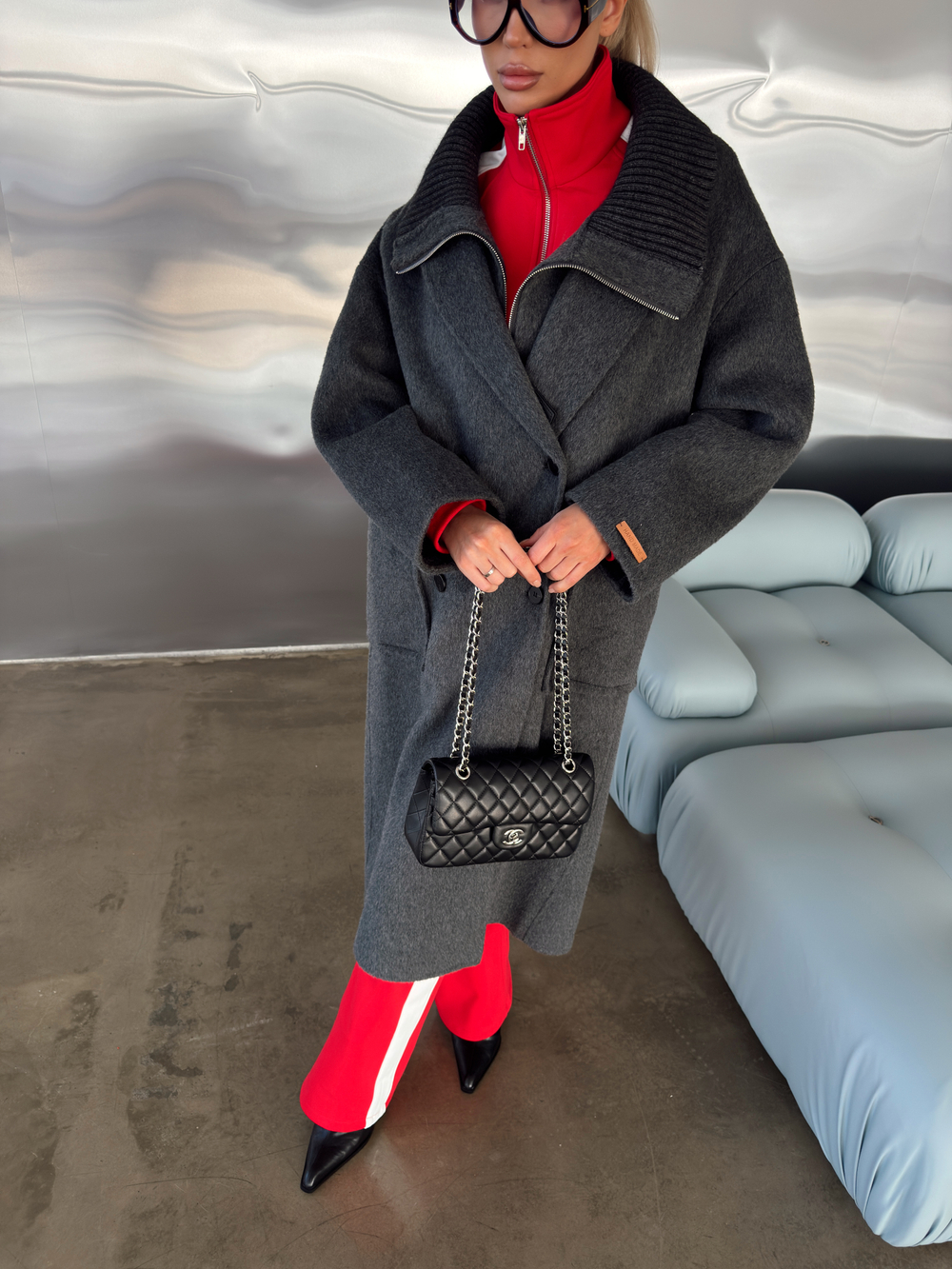 Пальто из шерсти в комплекте с жилетом