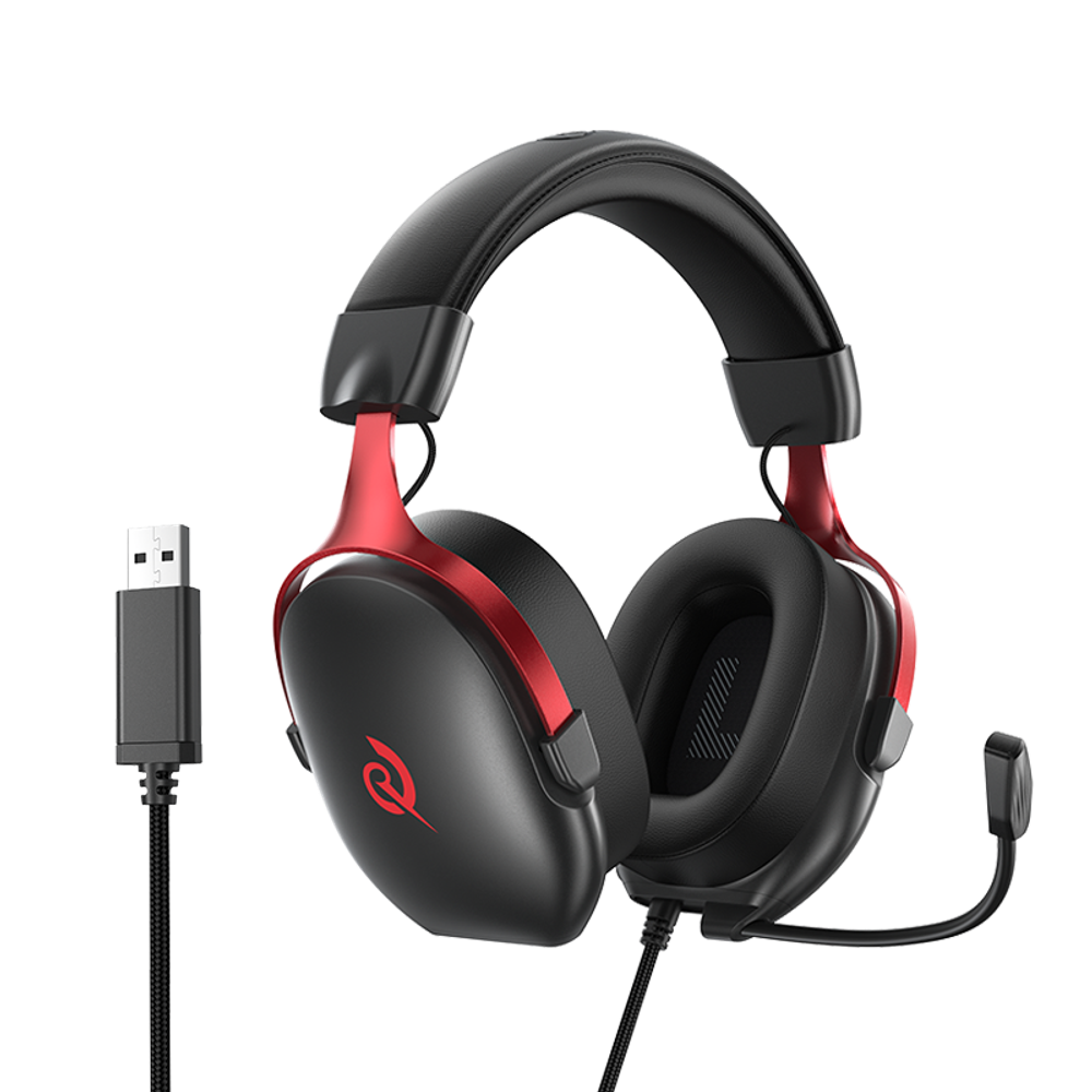Проводные наушники полноразмерные игровые QCY Heroad VN200 PRO (черно-красные)