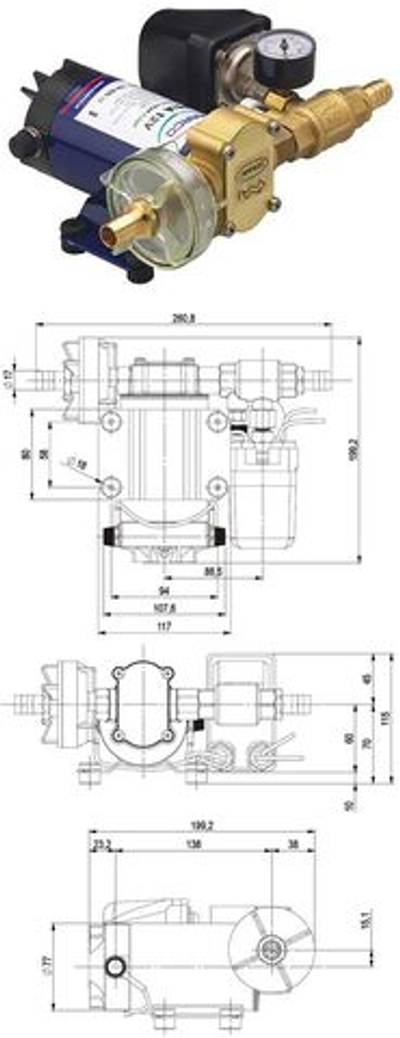Автоматическая нагнетательная помпа, 26 л/мин, напряжение питания 24 В. (10014875)