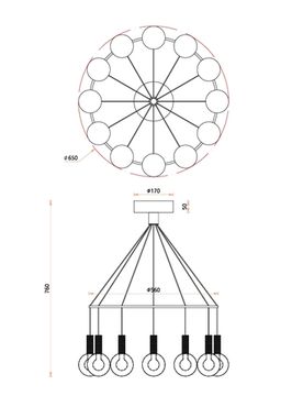 Подвесная люстра 42W 4000K 4378-12P черный Kula Favourite