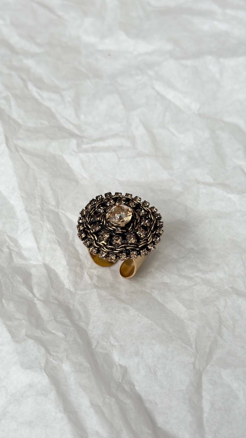 Кольцо круглый "лабиринт" с медовыми кристаллами, разъемное