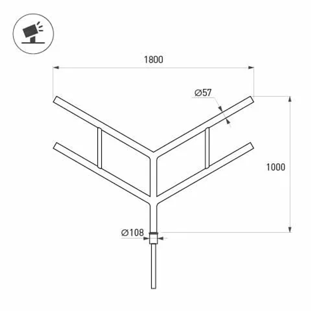 Кронштейн OXOR-SY4-1800x108-L1000 BLACK (Arlight, Сталь) 051661
