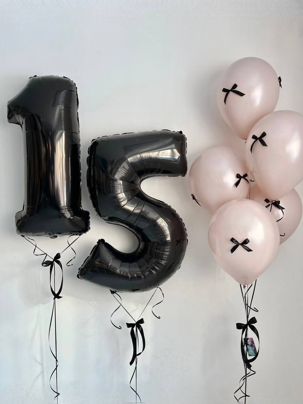 Воздушные шары с бантиками, цифры 15 №2886