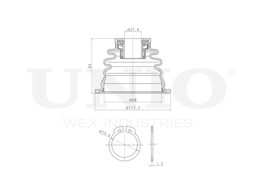 Пыльник ШРУСа (к-т) UNIO DUC-30025K