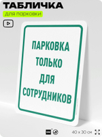 Табличка для парковки "Парковка только для сотрудников", для дома, офиса, организаций, 40х30 см, Silver Plane x Айдентика Технолоджи