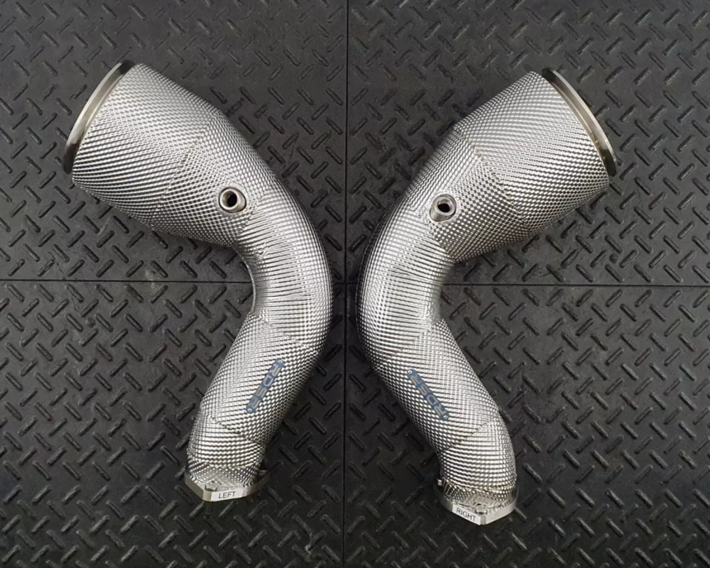 RedStar Exhaust Приемные трубы (Downpipes) спорт-кат HJS HD 143мм с термозащитой Audi RS Q8 / S Q8 / S Q7 RS.RSQ8.DP.HJS