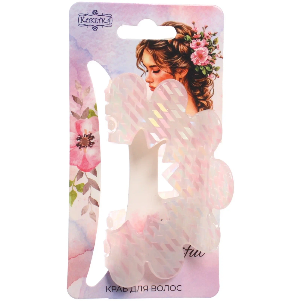 Заколка - краб для волос «AKS-EMPIRE», волна, микс 6 цветов, 8*5см