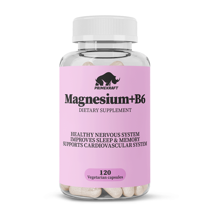 Магний Б6, Magnesium+B6, Prime Kraft, 120 вегетарианских капсул