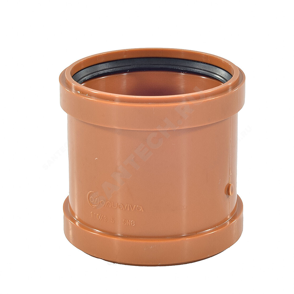 Муфта НПВХ ремонтная коричневая Дн 160 б/нап в/к Aquaviva AQVD100160