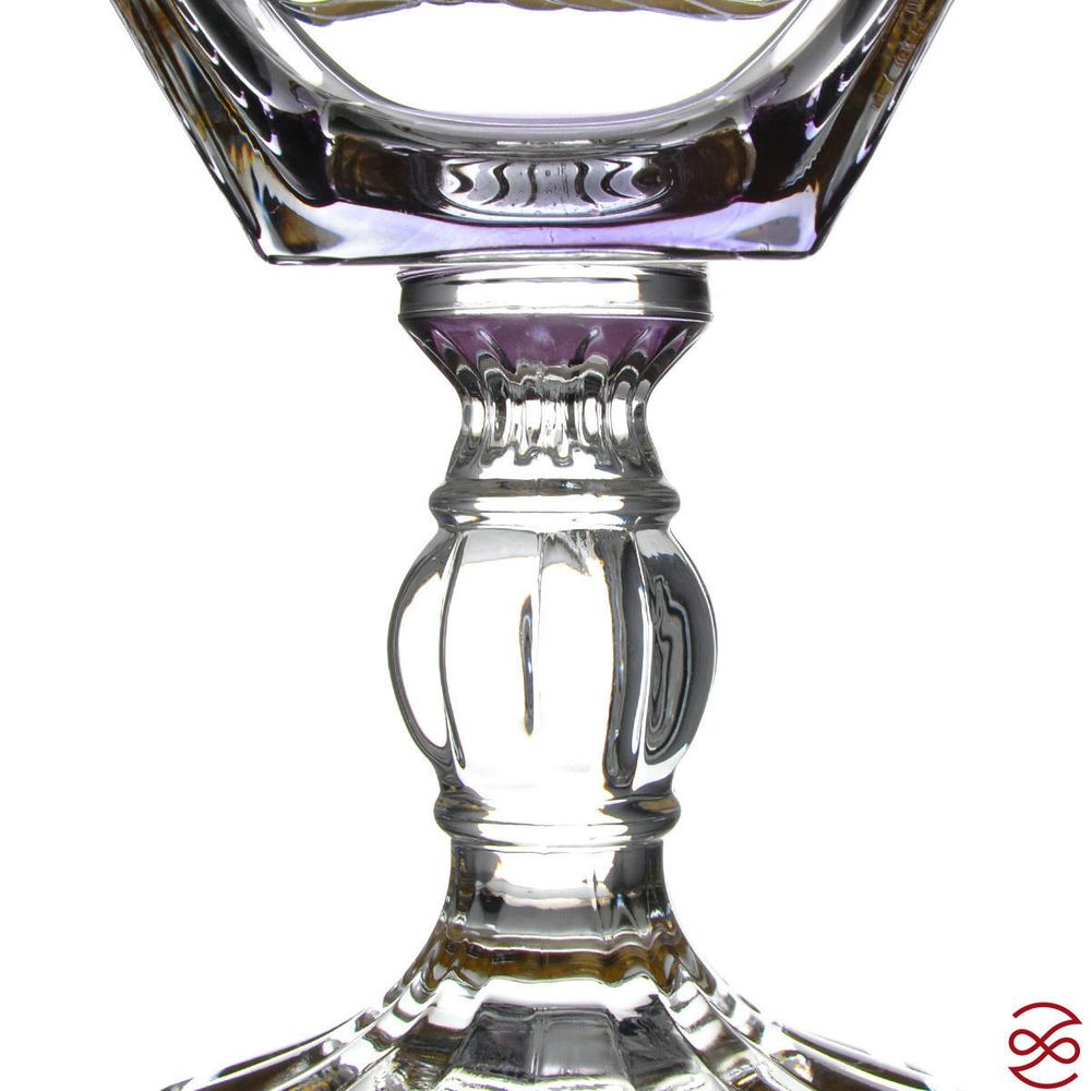 Конфетница на ножке с крышкой TIMON Violet/Gold 28*17см