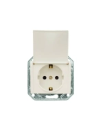 Розетка 1-я с крышкой ProfiTec Corsa бежевая