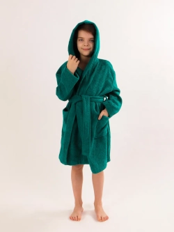 Халат детский махровый "Элит" с капюшоном, цвет: 507-Темно-зеленый