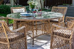 "Эспрессо" плетеный круглый стол, диаметр 150 см, цвет соломенный