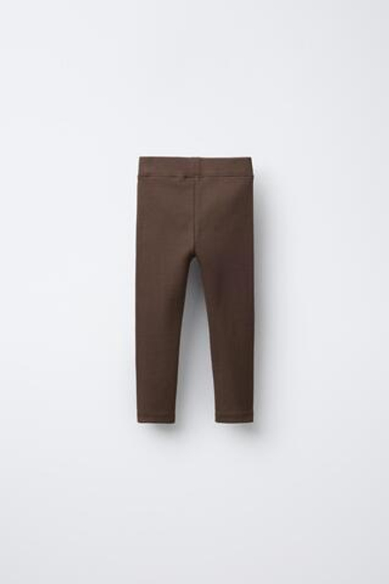 ZARA ЛЕГИНСЫ В РУБЧИК С НАШИВКОЙ, ШОКОЛАДНЫЙ