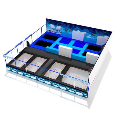 Батутная арена «Арктика» 14,5×14 м, 12 батутов, с гимнастической рампой