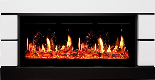 Каминокомплект Modern - Белый с черным (Глубина 300 мм) с очагом 5D V-ART 40