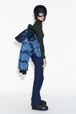 ZARA ВЕТРОЗАЩИТНЫЕ И ВОДОНЕПРОНИЦАЕМЫЕ БРЮКИ С ВЫСОКОЙ ПОСАДКОЙ, СИНИЙ