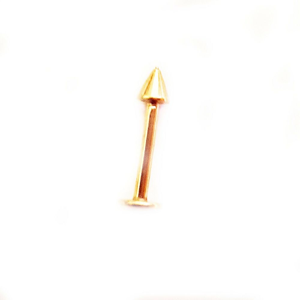 Лабрет 10 мм для пирсинга губы с конусом 3 мм, толщиной 1,2 мм. Медицинская сталь, золотое покрытие.